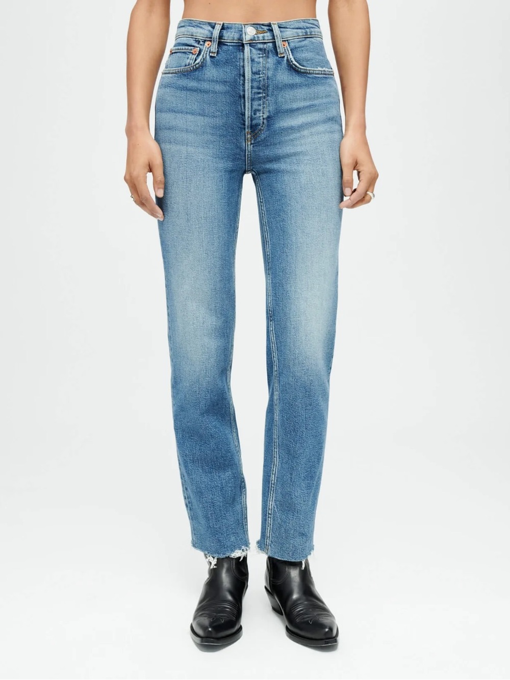 High-Rise Straight Leg Women's Jeans - Light Blue